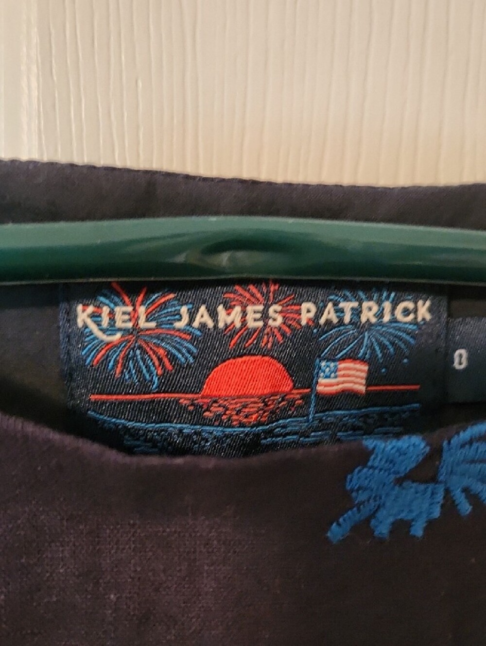 Kiel James Patrick Navy Top with Red, Blue and White Embroidery - Picture 3 of 6